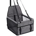 Light gray FurFree pet car seat with carrying straps
