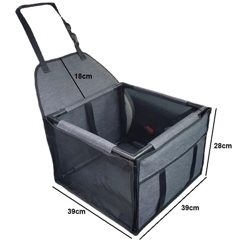 FurFree pet car seat dimensions, approximately 39 × 39 × 27 cm