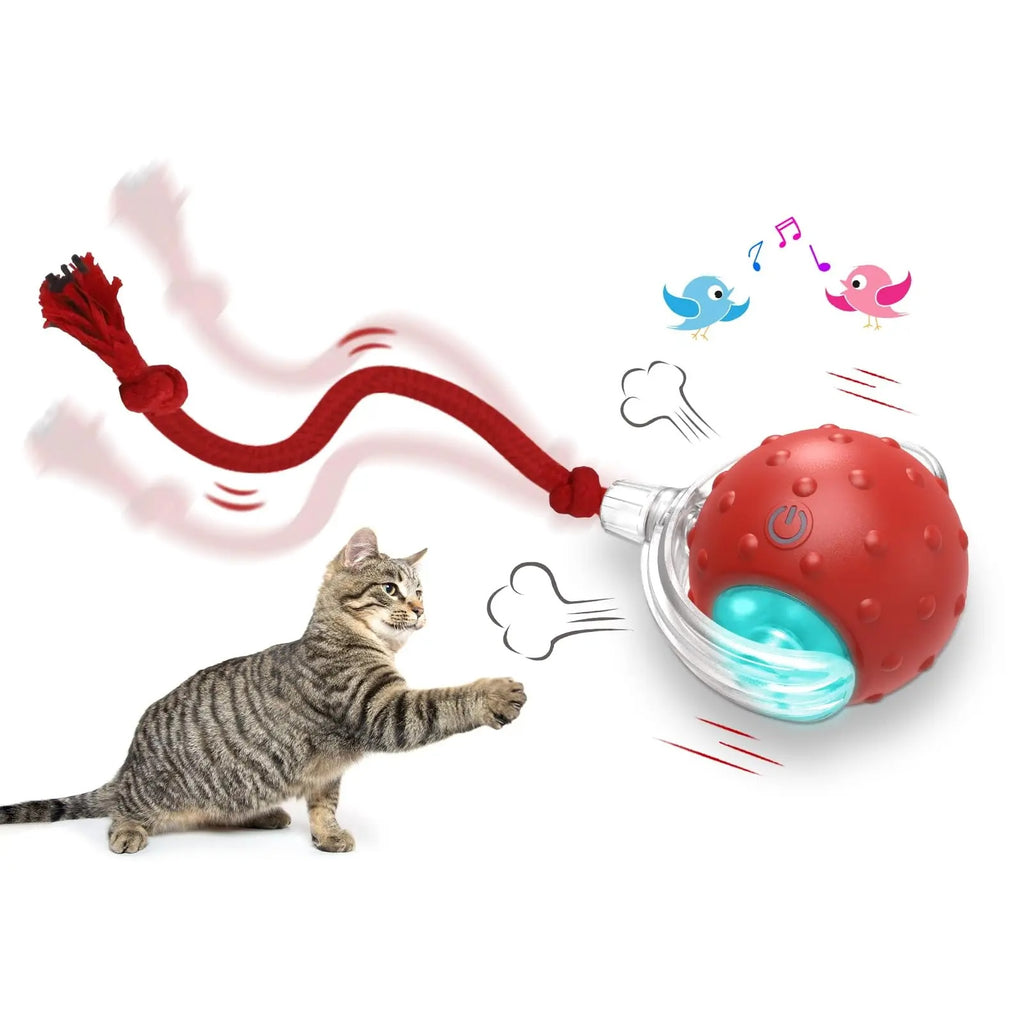 FurFree Smart Interactive Cat Ball Bird Sound version in red