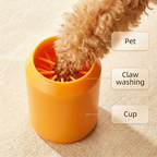 Dog paw inside FurFree 360 degree paw cleaner after a walk