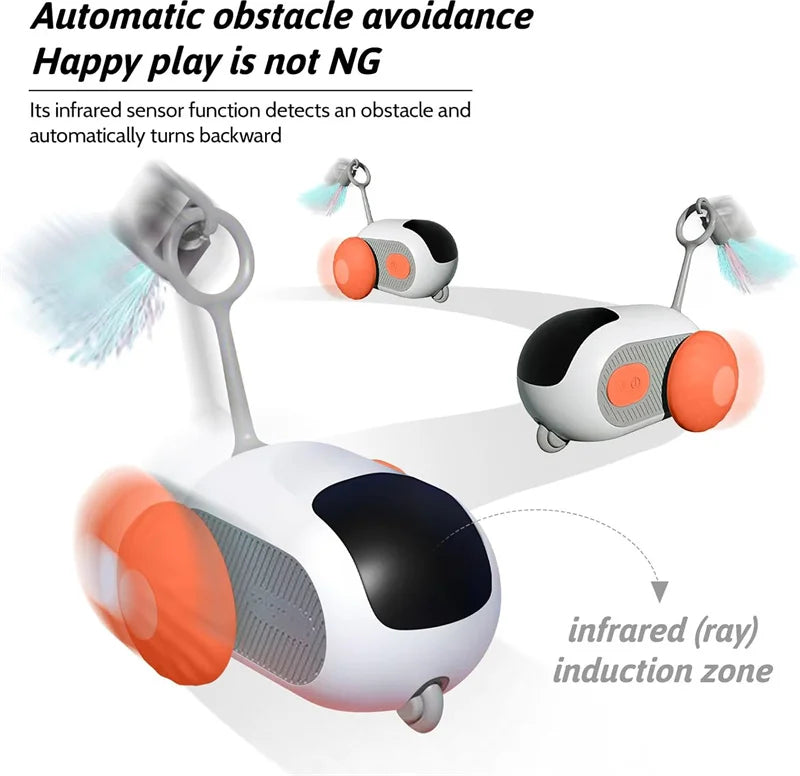 FurFree smart cat toy car with automatic obstacle avoidance sensor
