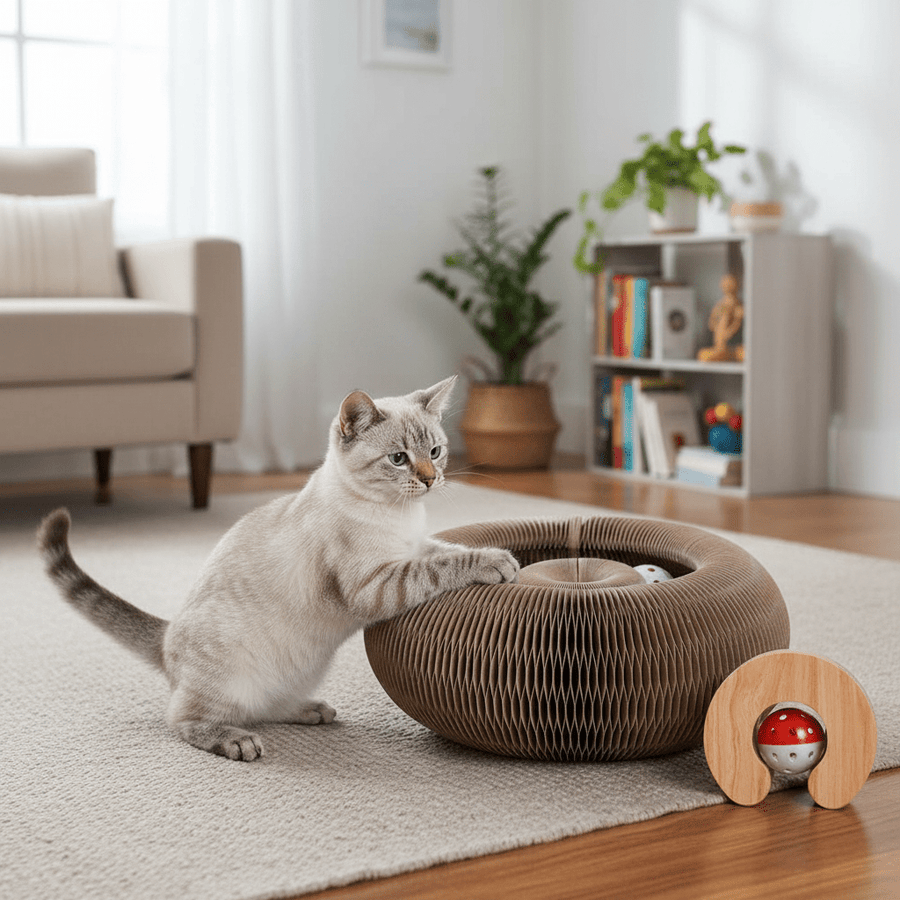 KIVELORA Interactive Cat Scratcher & Play Bed